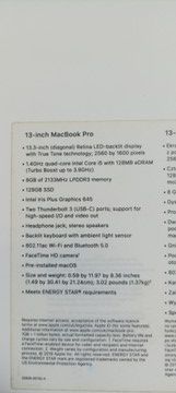 Б/в Ноутбук Apple macbook pro 2019 a2159 13,3" core i5 1,4ghz/ram 8gb/ssd 128gb/intel iris plus graphics 645 01-201166931