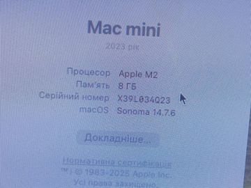 01-200538008: Apple mac mini a2686 mmfj3 m2/8core/ram 8gb/ssd256gb