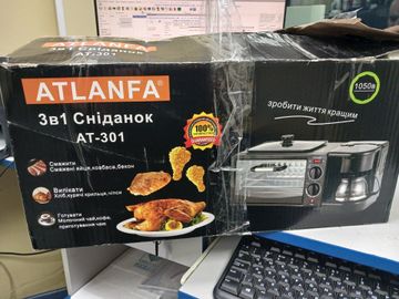 Б/в Духовка електрична Atlanfa at-301 ел. духовка з кавоваркою та сковорідкою гриль 3в1 1050ват 01-200858545