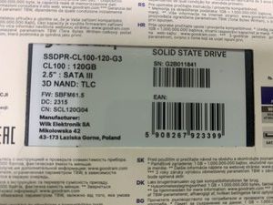 Б/у SSD накопичувач Goodram cl100 gen.3 120gb 01-200927446