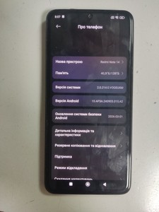 Б/в Мобільний телефон Xiaomi redmi note 14 6/128gb 01-200955496