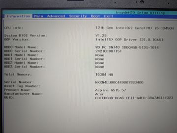 01-200610372: Acer 15/core i5-12450h ddr5/16gb ddr4/hdd *відсутній/ssd 512 gb/*інтегрована