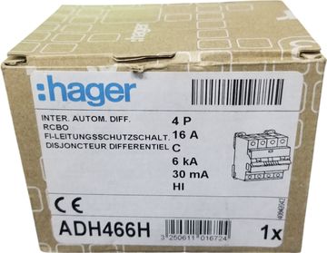 Б/в Автоматичний вимикач Hager adh466h 4p 6ka c-16a 30ma 01-200914470