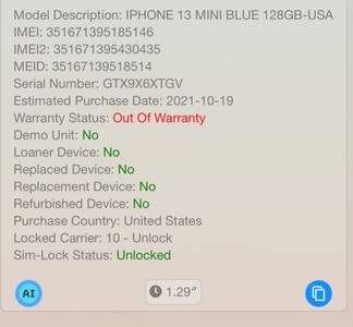 Б/в Мобільний телефон Apple iphone 13 mini 128gb 01-200990040