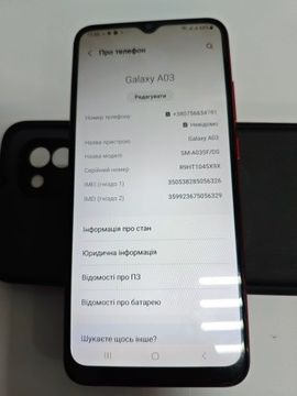 Б/в Мобільний телефон Samsung galaxy a03 sm-a035f 3/32gb 01-200941915