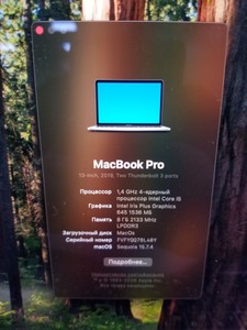 Б/в Ноутбук Apple macbook pro 2019 a2159 13,3" core i5 1,4ghz/ram 8gb/ssd 128gb/intel iris plus graphics 645 01-200891335