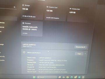 Б/в Ноутбук Acer 15/celeron n4500 ddr4/4gb ddr4/hdd *відсутній/ssd 128 gb/*інтегрована 01-200843900