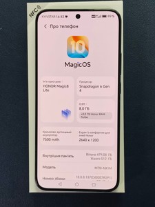 Б/в Мобільний телефон Honor magic8 lite 8/512gb 01-201150996