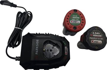 Б/в Пилка дискова акумуляторна Parkside ppwsa 12 a1 + 1акб paok 12 2.5a1 2.5ah + 1акб papk 12 a4 2.0ah+ зарядка plgk 12 a3 01-200780260