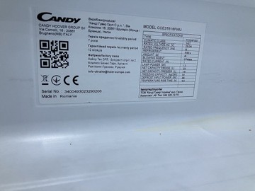 Б/в Холодильник з морозильною камерою Candy cce3t618fw 01-200927287