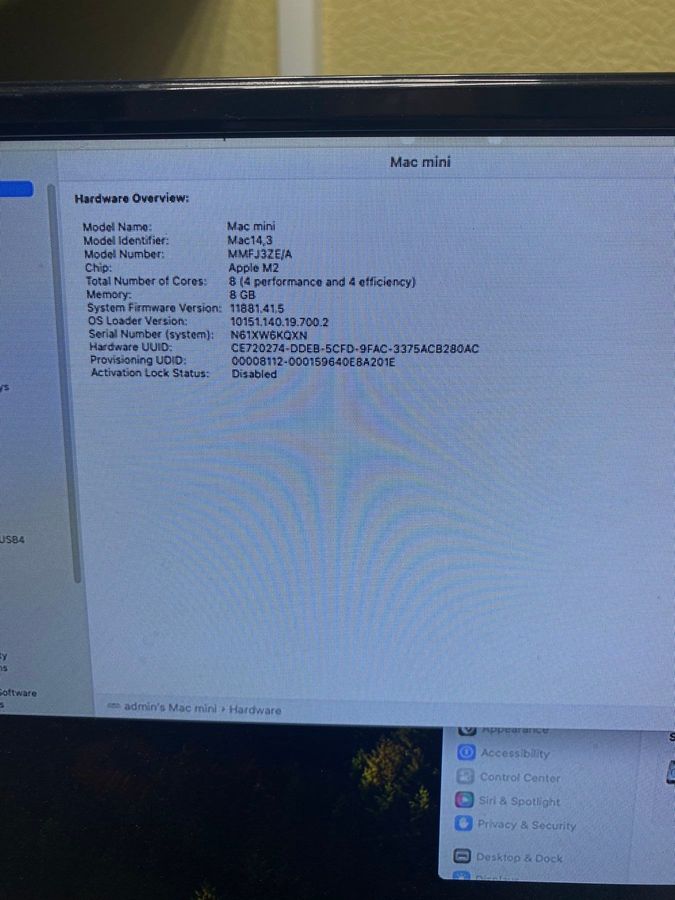 mac mini a2686 mmfj3 m2/8core/ram 8gb/ssd256gb