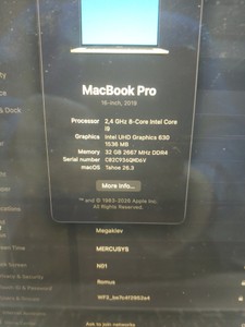 Б/в Ноутбук Apple macbook pro16/ 2019 a2141/ core i9 2.4ghz/ ram32gb /ssd 500gb /intel uhd graphics 630 1536mb 01-200931965
