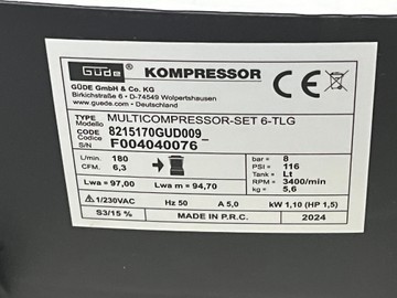Б/в Компресор Gude 180/08 01-200994934