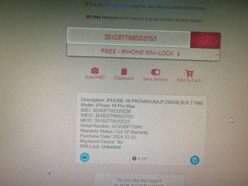Б/в Мобільний телефон Apple iphone 16 pro max 256gb 01-200973786