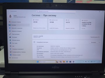 Б/в Ноутбук Fujitsu 12/core i5-10310u ddr4/16gb ddr4/ssd 256 gb/*інтегрована 01-200983217