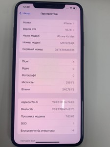 Б/в Мобільний телефон Apple iphone xs max 256gb 01-201012260
