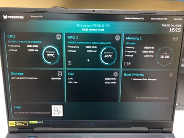 Б/в Ноутбук Acer 16/core i9-14900hx ddr5/16gb ddr5/hdd *відсутній/ssd 1000 gb/geforce rtx4060 8gb 01-201169170