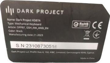 01-200770710: Dark Project kd87a