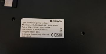 Б/в Клавіатура Defender cleikos gk-135 01-200807837