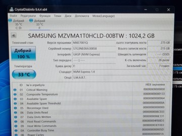 Б/в Ssd накопичувач Samsung mzvma1t0hcld-00btw 1 tb 01-201020520