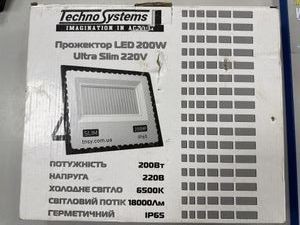 Б/в Прожектор Technosystems led 200w ultra slim 220v 18000lm 6500k ip65 01-200833795
