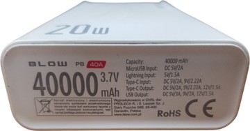 Б/в Повербанк Blow pb40a 40000mah 20w 01-200926926