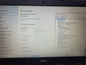 Б/в Ноутбук екран 15,6" Acer pentium n3710 1,6ghz/ ram4gb/ ssd128gb 01-200932275