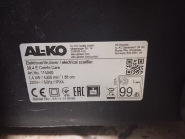 Б/в Аератор-вертикуттер Al-Ko combi care 38.4 e 01-201077242