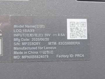 Б/в Ноутбук Lenovo 15/core i5-12450hx ddr5/16gb ddr5/hdd *відсутній/ssd 250 gb/geforce rtx3050 6gb 01-200860331