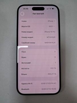 Б/в Мобільний телефон Apple iphone 15 pro 512gb 01-200832843