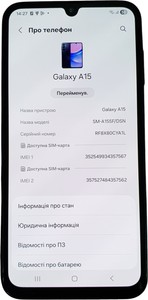 Б/в Мобільний телефон Samsung galaxy a15 sm-a155f 4/128gb 01-200934177