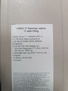 01-200763648: Hp 17/ryzen 7 8845hs ddr5/16gb ddr5/hdd *відсутній/ssd 1000 gb/geforce rtx4070 8gb