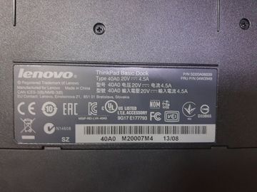 Б/в Бездротовий зарядний пристрій Lenovo thinkpad basic dock station 40a0 01-200580978