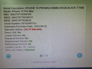 Б/в Мобільний телефон Apple iphone 15 pro max 256gb esim 01-200946378