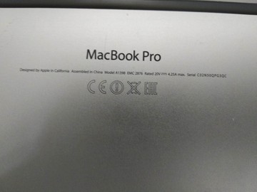 Б/в Ноутбук Apple macbook pro a1398 15,4" core i7 2,2ghz/ram16gb/ssd256gb/intel iris pro 01-201137619