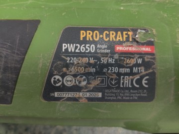 Б/в Кутова шліфмашина Procraft pw-2650 01-200945760