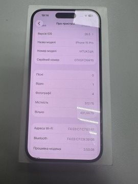 Б/в Мобільний телефон Apple iphone 15 pro 512gb 01-201003863