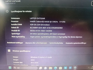 Б/в Ноутбук Acer 13/celeron n4500 ddr4/4gb ddr4/hdd 120 gb/*інтегрована 01-201003861