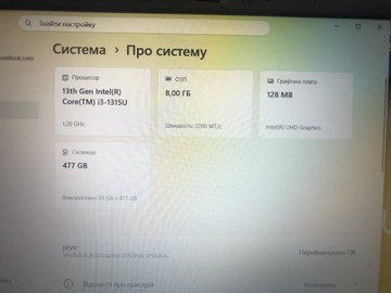 Б/в Ноутбук Asus 15/core i3-1315u ddr5/8gb ddr4/ssd 512 gb/*інтегрована 01-201063671