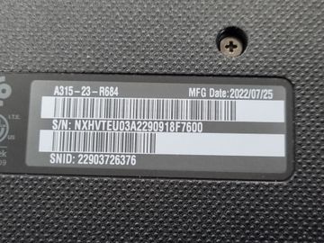 01-200790381: Acer 15/athlon 3050u ddr4/4gb ddr4/hdd *відсутній/ssd 128 gb/*інтегрована