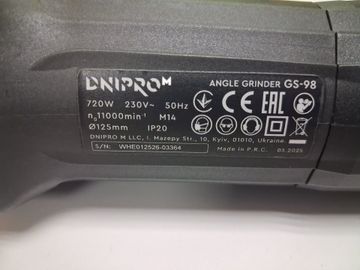 Б/в Кутова шліфмашина Dnipro-M gs-98 01-200912850