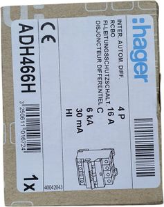 Б/у Автоматический выключатель Hager adh466h 4p 6ka c-16a 30ma 01-200914471