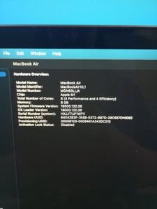 Б/в Ноутбук Apple makbook air 13,3"/apple m1/ram8gb/ssd256gb/7core gpu 01-201042579