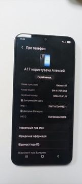 Б/в Мобільний телефон Samsung galaxy a17 4g 4/128gb 01-201159334