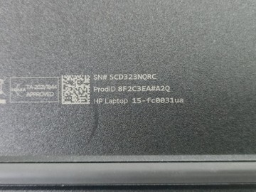 Б/у Ноутбук Hp 15/athlon 7220u ddr5/8gb ddr5/hdd *відсутній/ssd 256 gb/*інтегрована 01-201003364