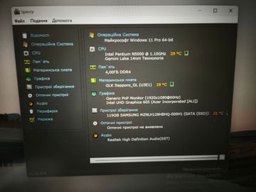 Б/в Ноутбук Acer 13/pentium n5000 ddr4/4gb ddr4/hdd *відсутній/ssd 128 gb/*інтегрована 01-200839266