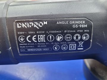 Б/в Кутова шліфмашина Dnipro-M gs-98m 01-200852079
