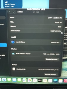 Б/в Ноутбук Apple makbook air 13,3"/apple m1/ram8gb/ssd256gb/7core gpu 01-201042579