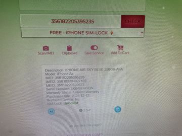 Б/в Мобільний телефон Apple iphone air 256gb 01-200846502