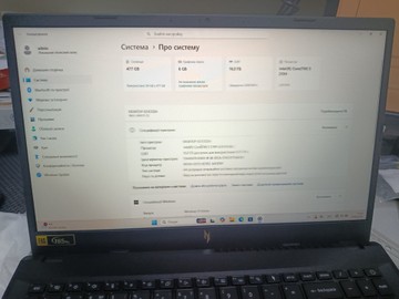 Б/в Ноутбук Acer 15/core 5 210h ddr4/16gb ddr4/hdd *відсутній/ssd 512 gb/geforce rtx3050 6gb 01-200935585